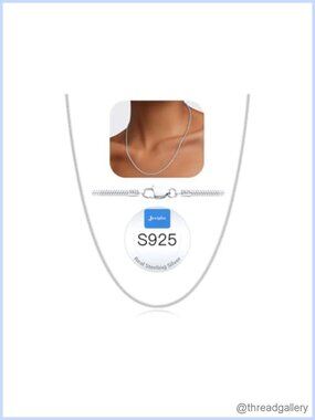 18k Gold Plated 925 Sterling Silver Snake Chain Necklace for Women 18 Inch